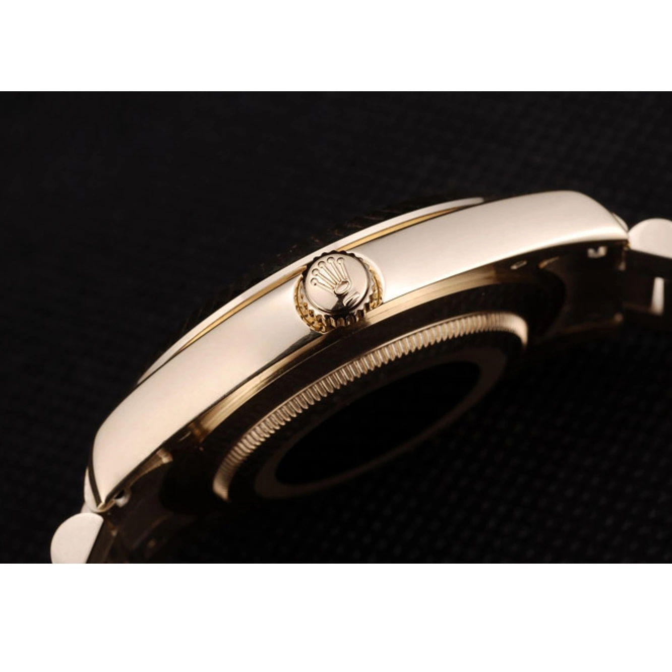 Aaa fake watches Swiss Ribbed Gold Steel Rolex Dial Bezel Stainless DayDate 41997 Gold 0814